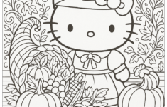 Hello Kitty Thanksgiving A Full Cornucopia Coloring Page (Free within Kitty Thanksgiving Coloring by Number Sheet
