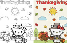 Hello Kitty Thanksgiving Coloring Pages (22 Free Printable Pdfs) with Kitty Thanksgiving Coloring By Number Sheet