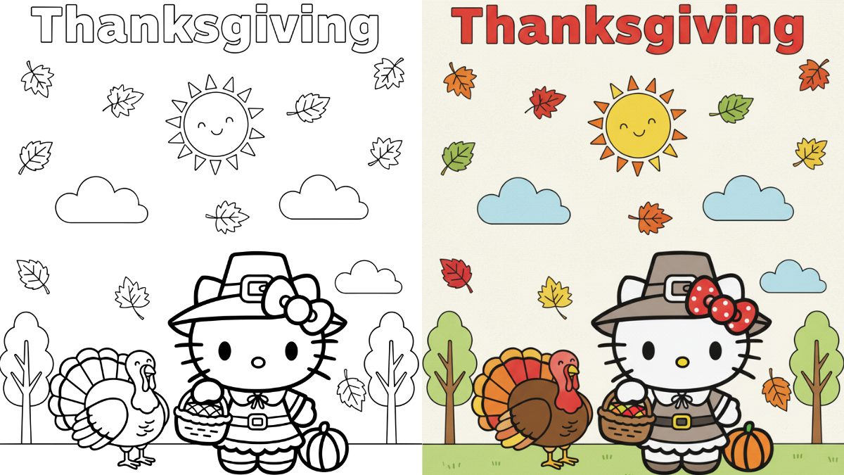 Hello Kitty Thanksgiving Coloring Pages (22 Free Printable Pdfs) with Kitty Thanksgiving Coloring By Number Sheet