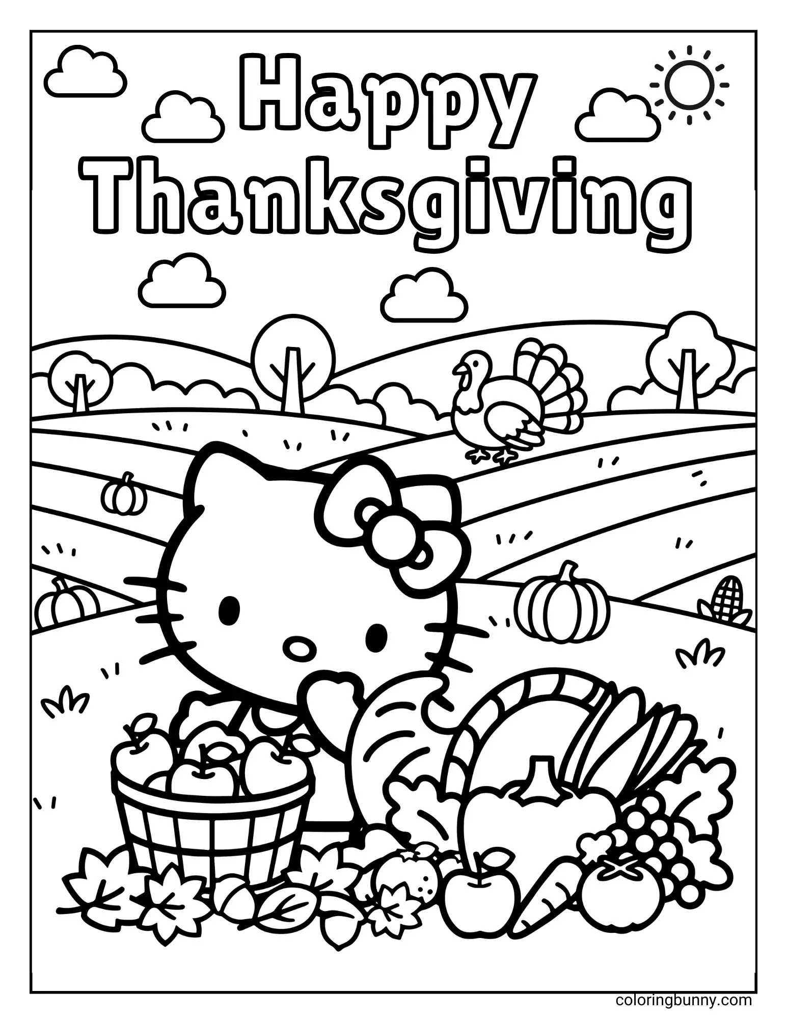 Hello Kitty Thanksgiving Coloring Pages (22 Free Printable Pdfs) with regard to Kitty Thanksgiving Coloring Sheet