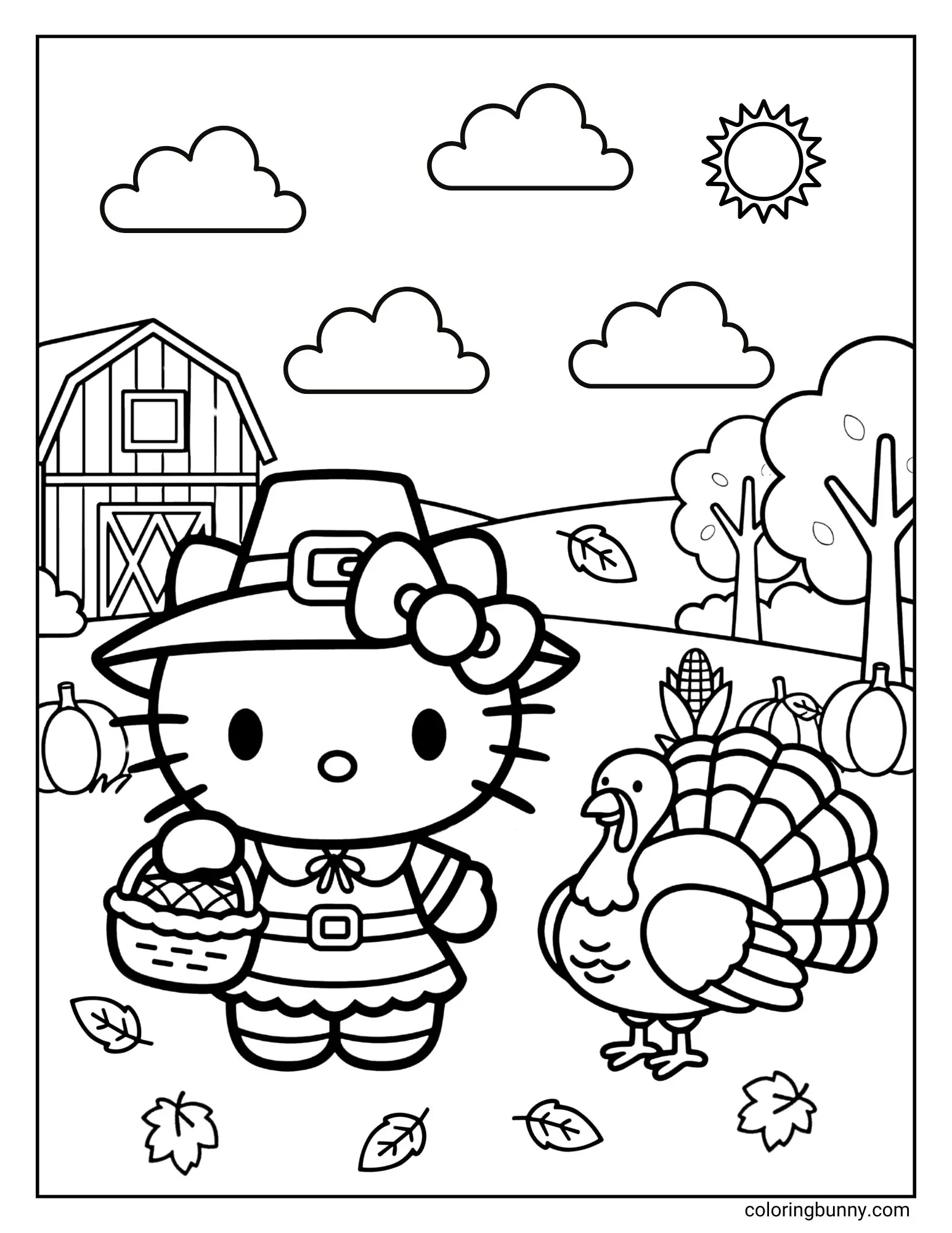 Hello Kitty Thanksgiving Coloring Pages (22 Free Printable Pdfs) within Hello Kitty Thanksgiving Coloring Sheet Free