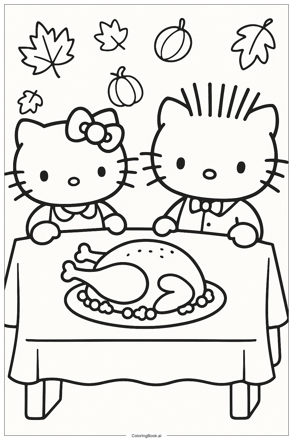 Hello Kitty Thanksgiving With Dear Daniel Coloring Page (Free with Hello Kitty Thanksgiving Coloring Sheet Free