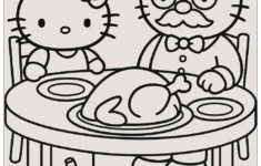 Hello Kitty Thanksgiving With Papa George Coloring Page (Free within Hello Kitty Thanksgiving Coloring Sheets