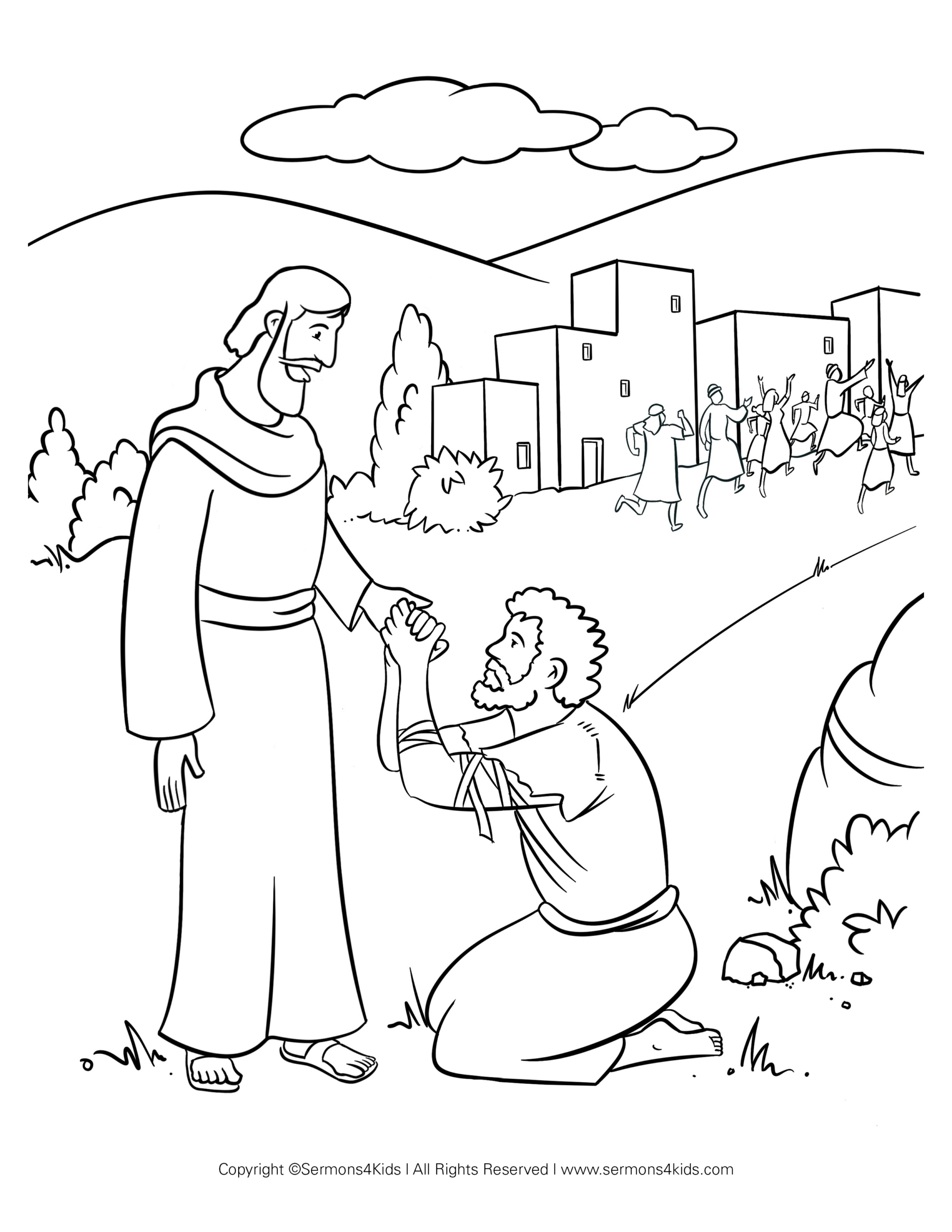 Jesus Heals Ten Lepers | Children'S Sermons From Sermons4Kids inside Thanksgiving Coloring Sheet The Ten Lepers
