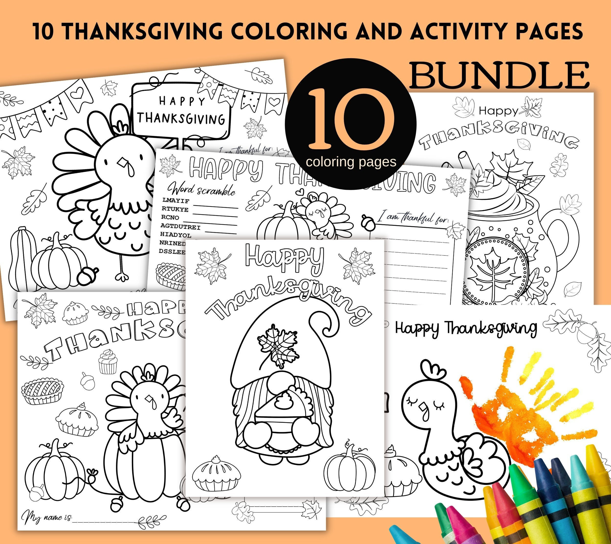 Kids Thanksgiving Coloring Pages &amp;amp; Activity Pack (10 Designs with regard to Thanksgiving Coloring and Activity Sheets