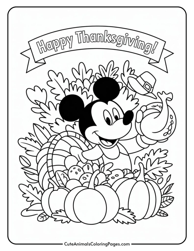 Mickey Mouse Thanksgiving Coloring Page (9 Coloring Sheets) - Cute pertaining to Happy Thanksgiving Kids Coloring Sheet