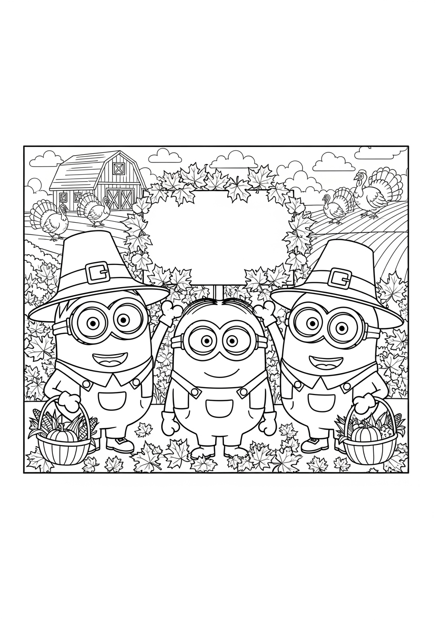 Minion Thanksgiving Coloring Page For Kids throughout Thanksgiving Coloring Sheet Minion