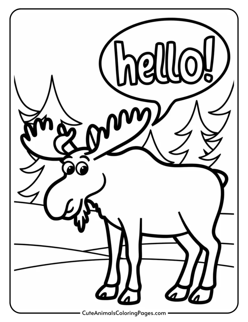 Moose Coloring Pages (7 Free Printable Pages) - Cute Animals regarding Thanksgiving Moose Coloring Sheet