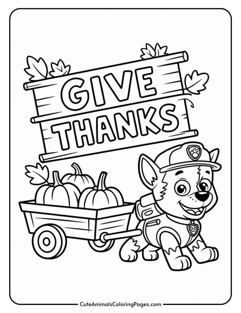 Paw Patrol Thanksgiving Coloring Pages (9 Sheets To Color) - Cute for Simple Thanksgiving Dog Color Sheets