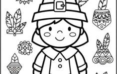 Pilgrim And Indian Thanksgiving Coloring Page For Kids with regard to Thanksgiving Pilgrims And Indians Color Sheet