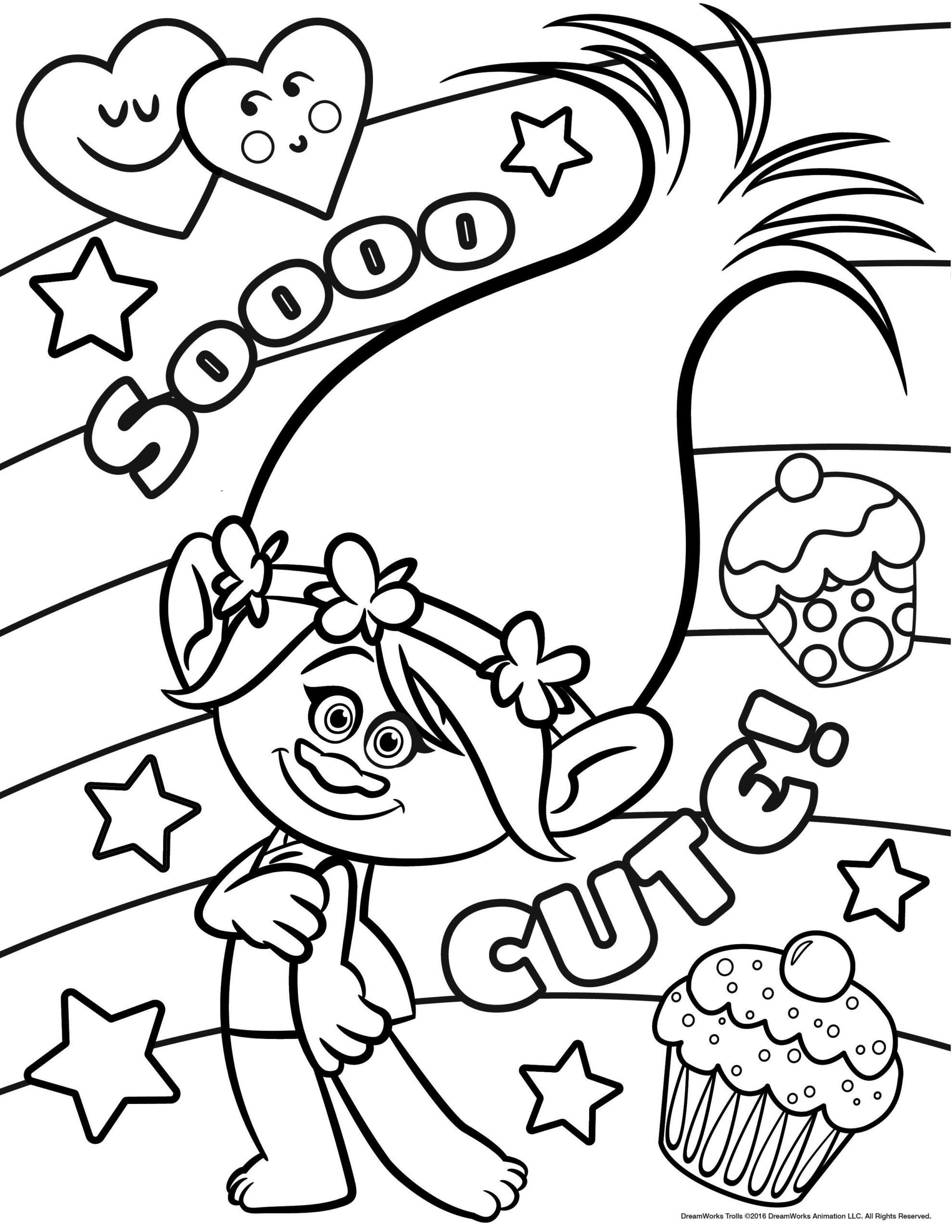 Poppy : So Cute ! - Trolls Coloring Pages pertaining to Troll Thanksgiving Color Sheets