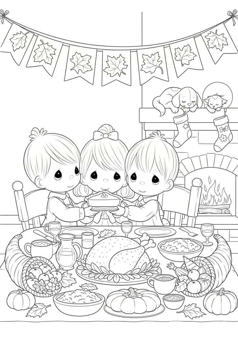 Precious Moments Thanksgiving Coloring Page For Kids intended for Precious Moments Thanksgiving Coloring Sheet