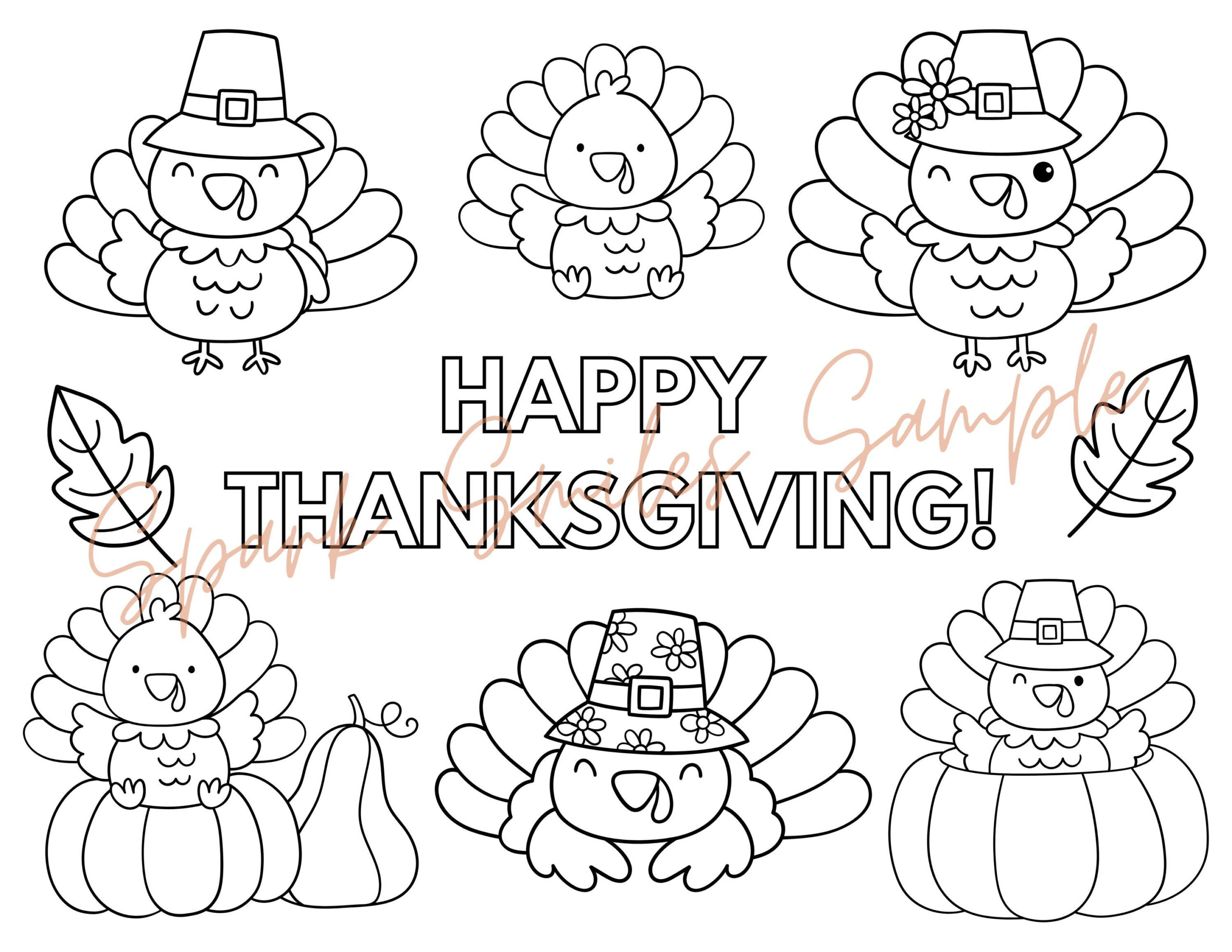 Printable Thanksgiving Coloring Pages - Instant Download inside Daycare Thanksgiving Coloring Sheet