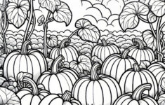 Pumpkin Field For Thanksgiving As A Coloring Picture: Simple And Free with Agriculture In Thanksgiving Coloring Sheet