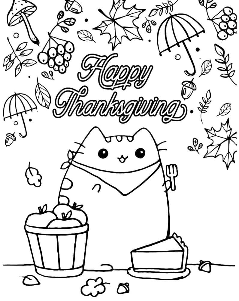 Pusheen Happy Thanksgiving Coloring Page - Download, Print Or with regard to Pusheen The Cat Coloring Sheets Thanksgiving