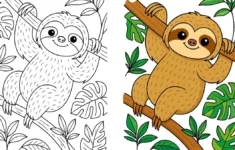 Sloth Coloring Pages (56 Free Printable Pdfs) with Thanksgiving Day Sloth Coloring Sheet
