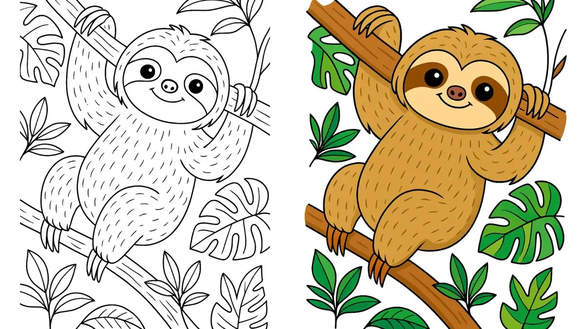 Sloth Coloring Pages (56 Free Printable Pdfs) with Thanksgiving Day Sloth Coloring Sheet