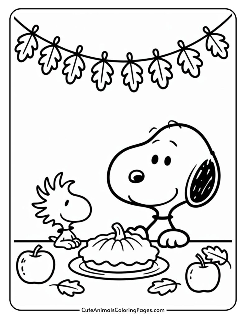 Snoopy Thanksgiving Coloring Pages (7 Pages To Print) - Cute inside Charlie Brown Thanksgiving Day Coloring Sheets