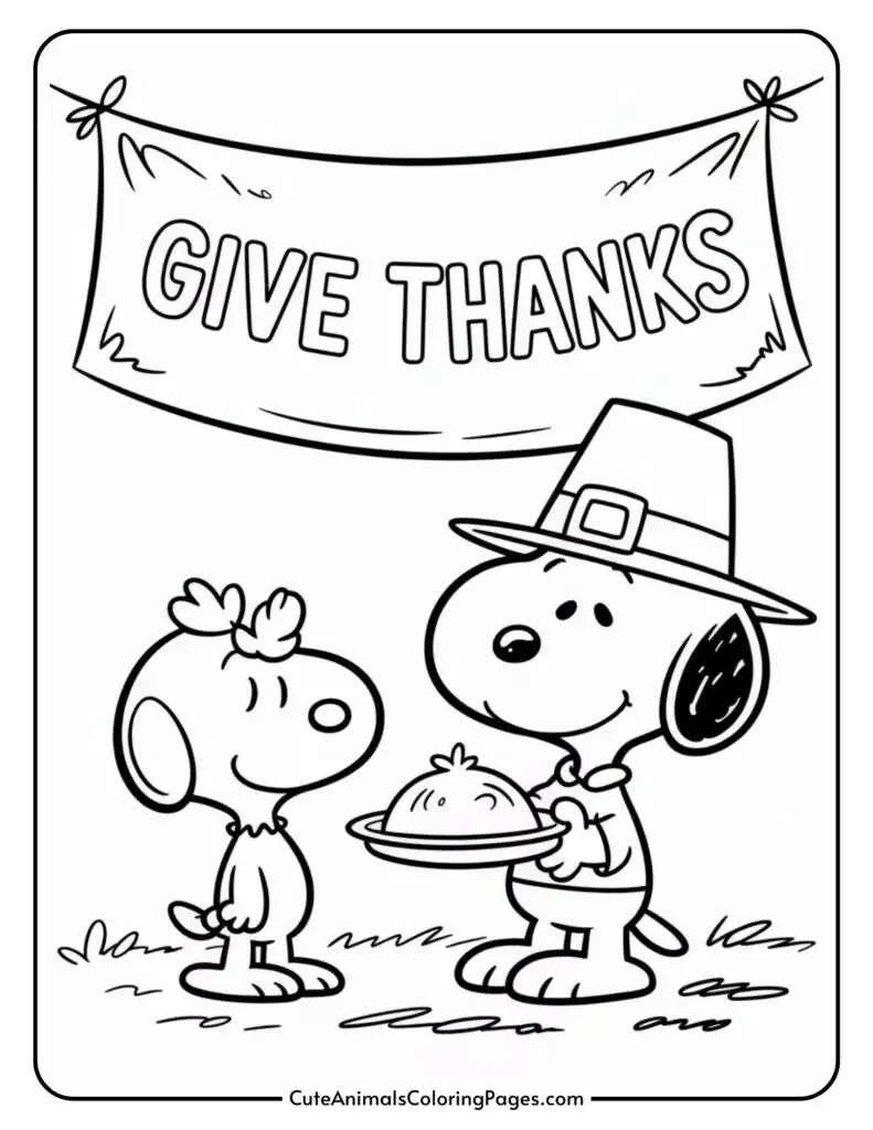 Snoopy Thanksgiving Coloring Pages (7 Pages To Print) - Cute intended for Pilgram Snoopy Thanksgiving Coloring Sheet