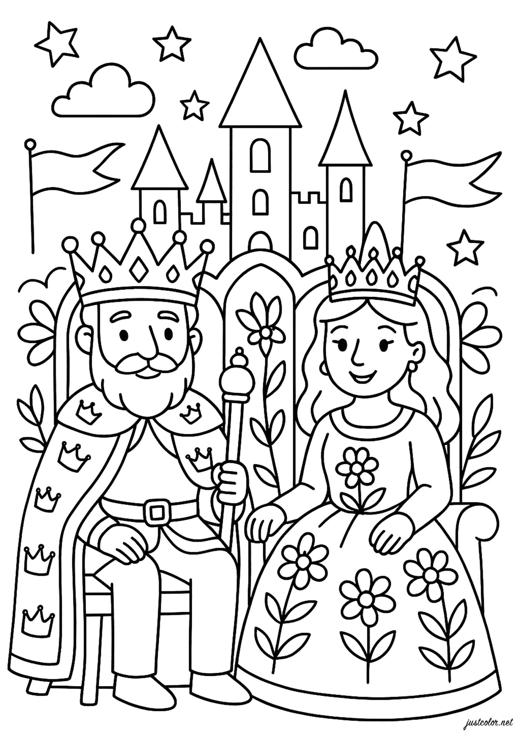 Sovereigns Of The Kingdom - King And Queen Coloring Pages For Kids inside Thanksgiving Color Sheets For King