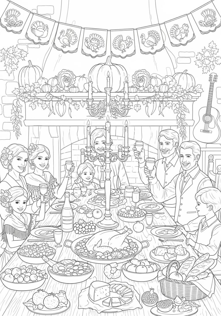Spanish Thanksgiving Coloring Page For Kids Printable intended for Spanish Thanksgiving Coloring Sheets