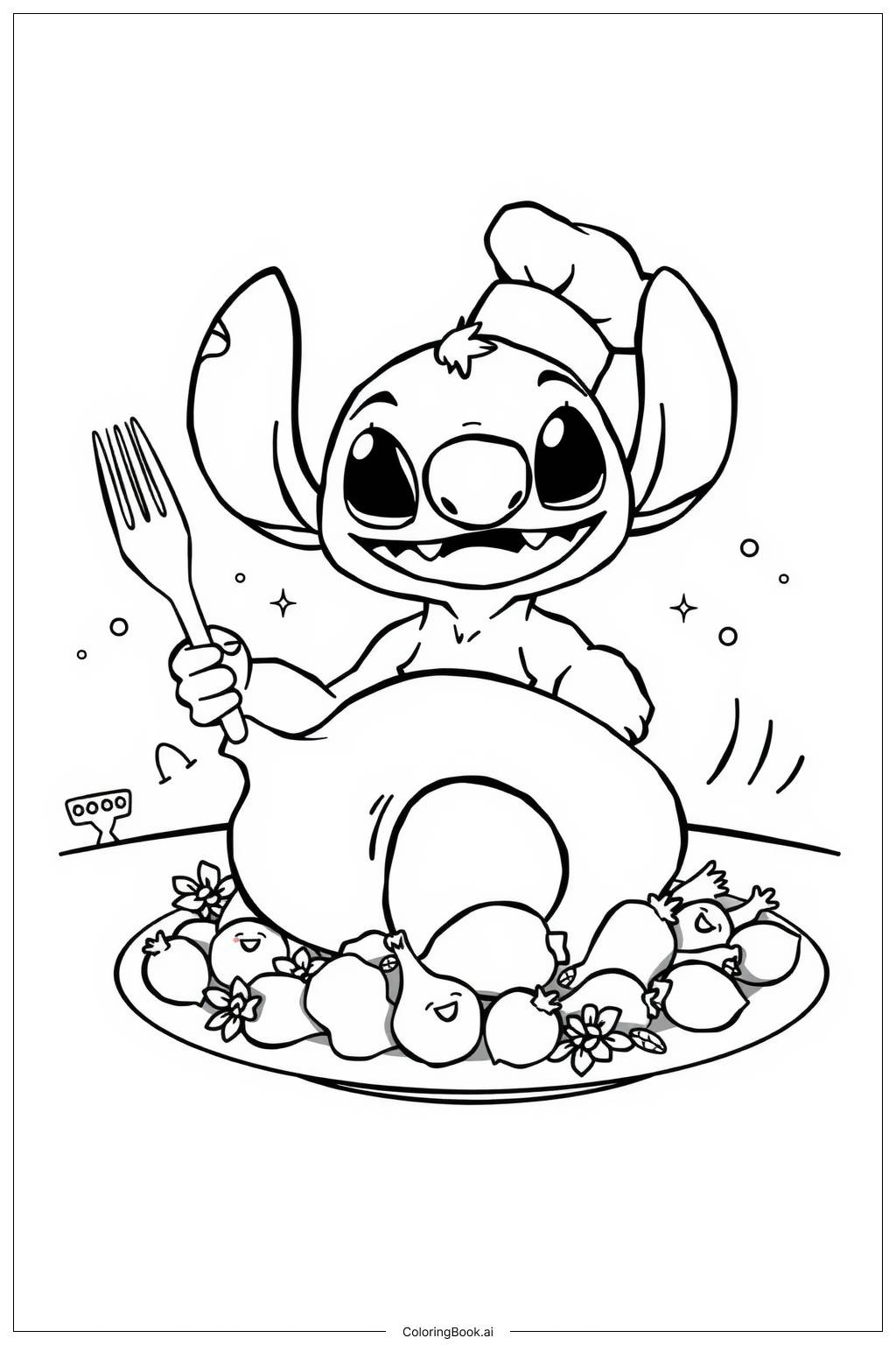 Stitch Thanksgiving Feast Coloring Page (Free Pdf&amp;amp;Png Printable) within Stitch Thanksgiving Coloring Sheets