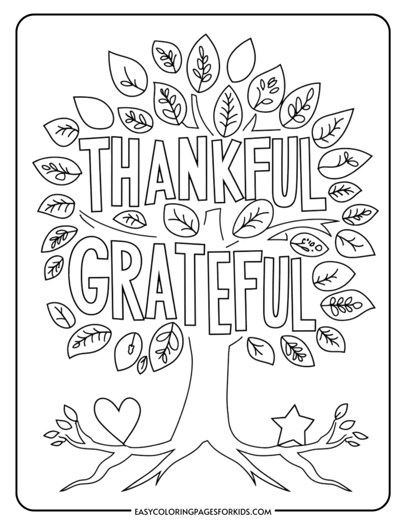 Thankful Tree Coloring Pages (5 Free Printable Pages) - Easy in Meaning of Thanksgiving Kids Coloring Sheet