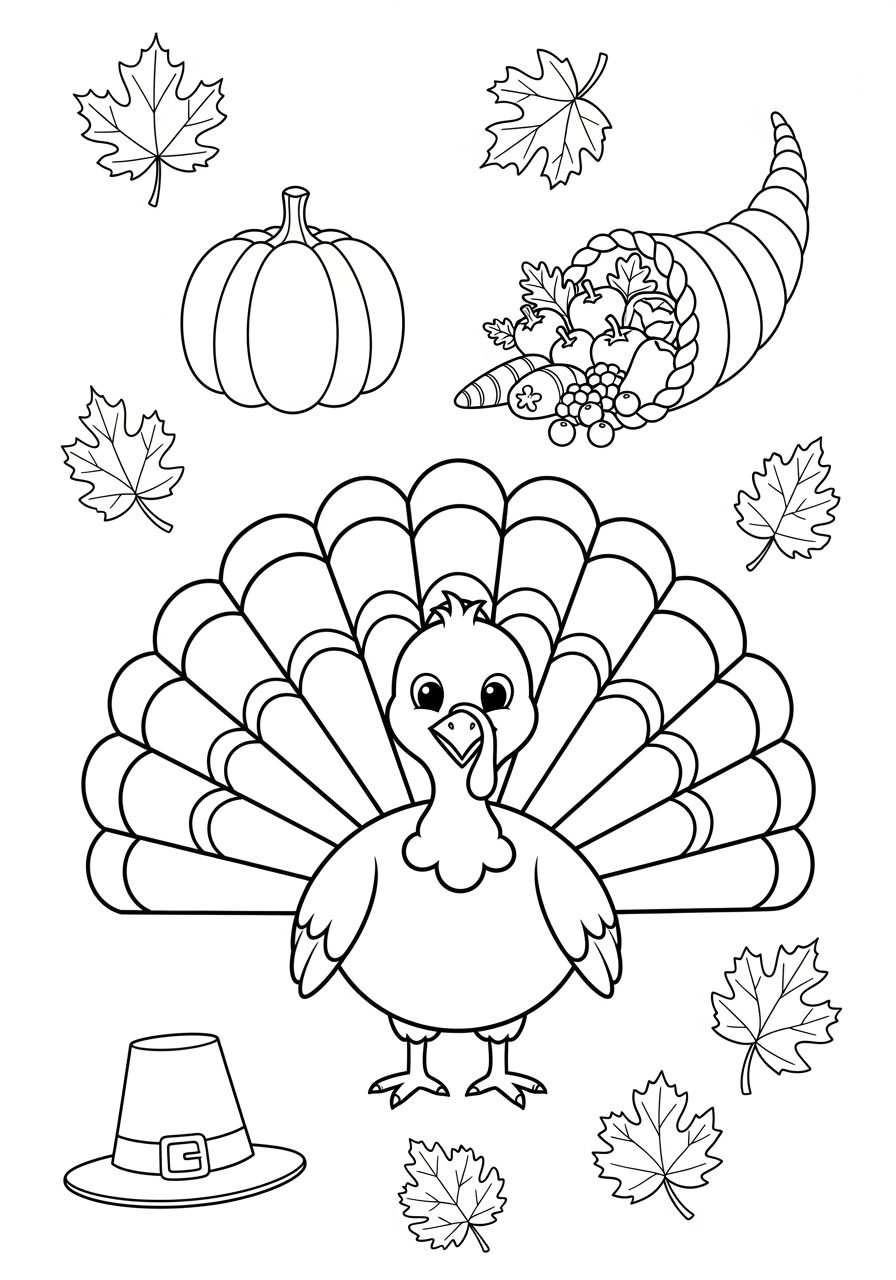 Thanksgiving Coloring Page Easy For Kids within Easy Thanksgiving Coloring Sheets Print