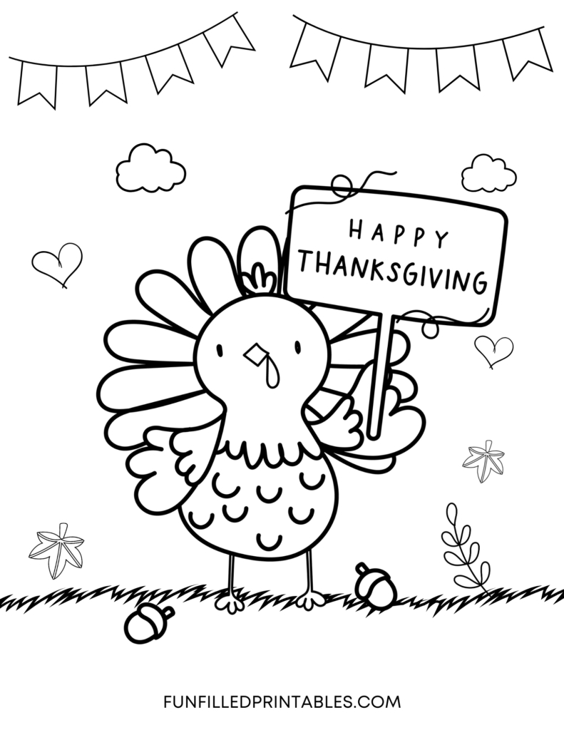 Thanksgiving Coloring Pages For Kids - Free Printable with Happy Thanksgiving Color Sheet For Preschoolers