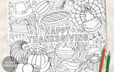 Thanksgiving Coloring Pages Placemat For Kids And Adults, Fall in Thanksgiving Coloring Sheets Adult