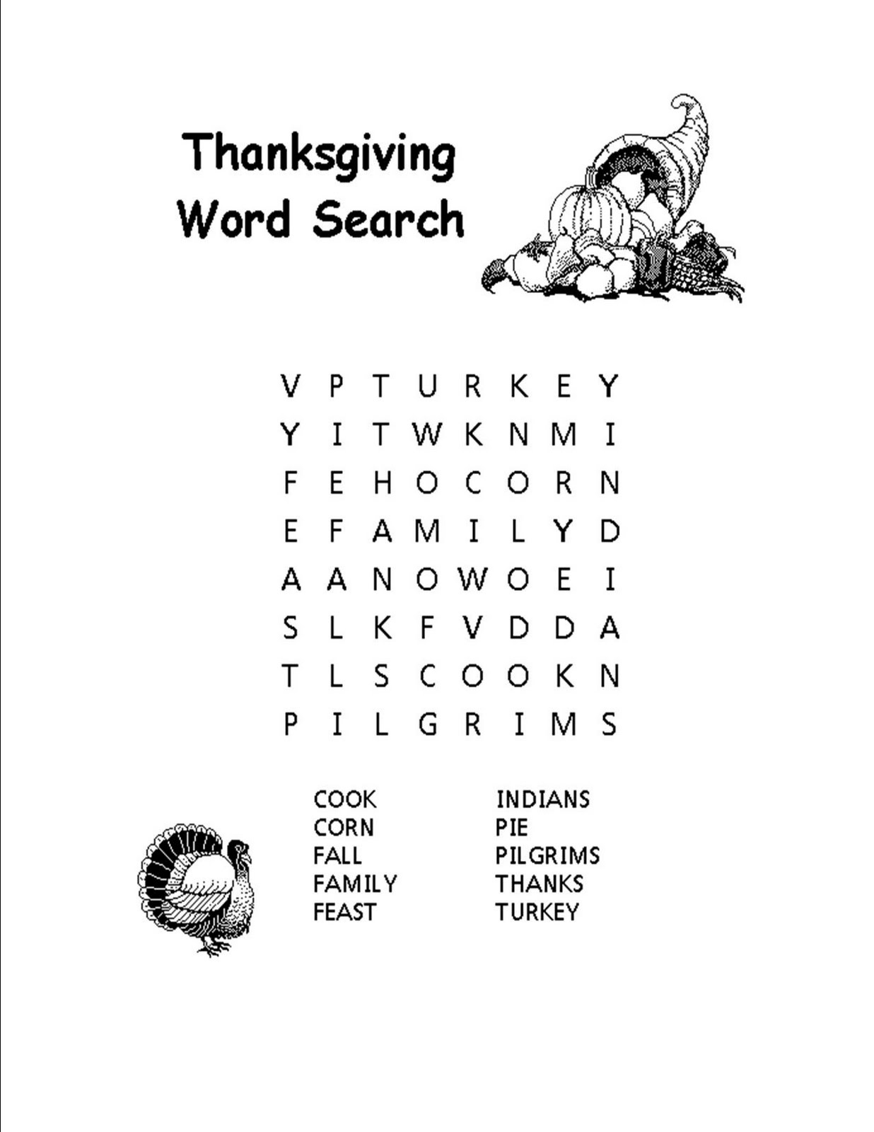Thanksgiving Coloring Pages: Thanksgiving Word Search with regard to Thanksgiving Word Search and Coloring Sheets
