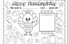 Thanksgiving Coloring Placemats For Kids, Printable Activity in 2Nd Grade Color Sheet For A Thanksgiving Placemat