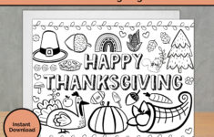 Thanksgiving Coloring Placemats ~ Printable Digital Download ~ 6 within 2Nd Grade Color Sheet For A Thanksgiving Placemat