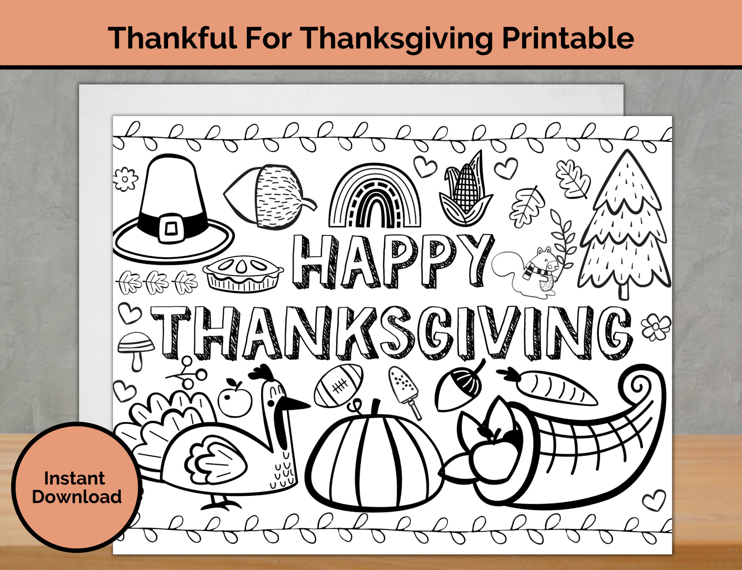 Thanksgiving Coloring Placemats ~ Printable Digital Download ~ 6 within 2Nd Grade Color Sheet For A Thanksgiving Placemat