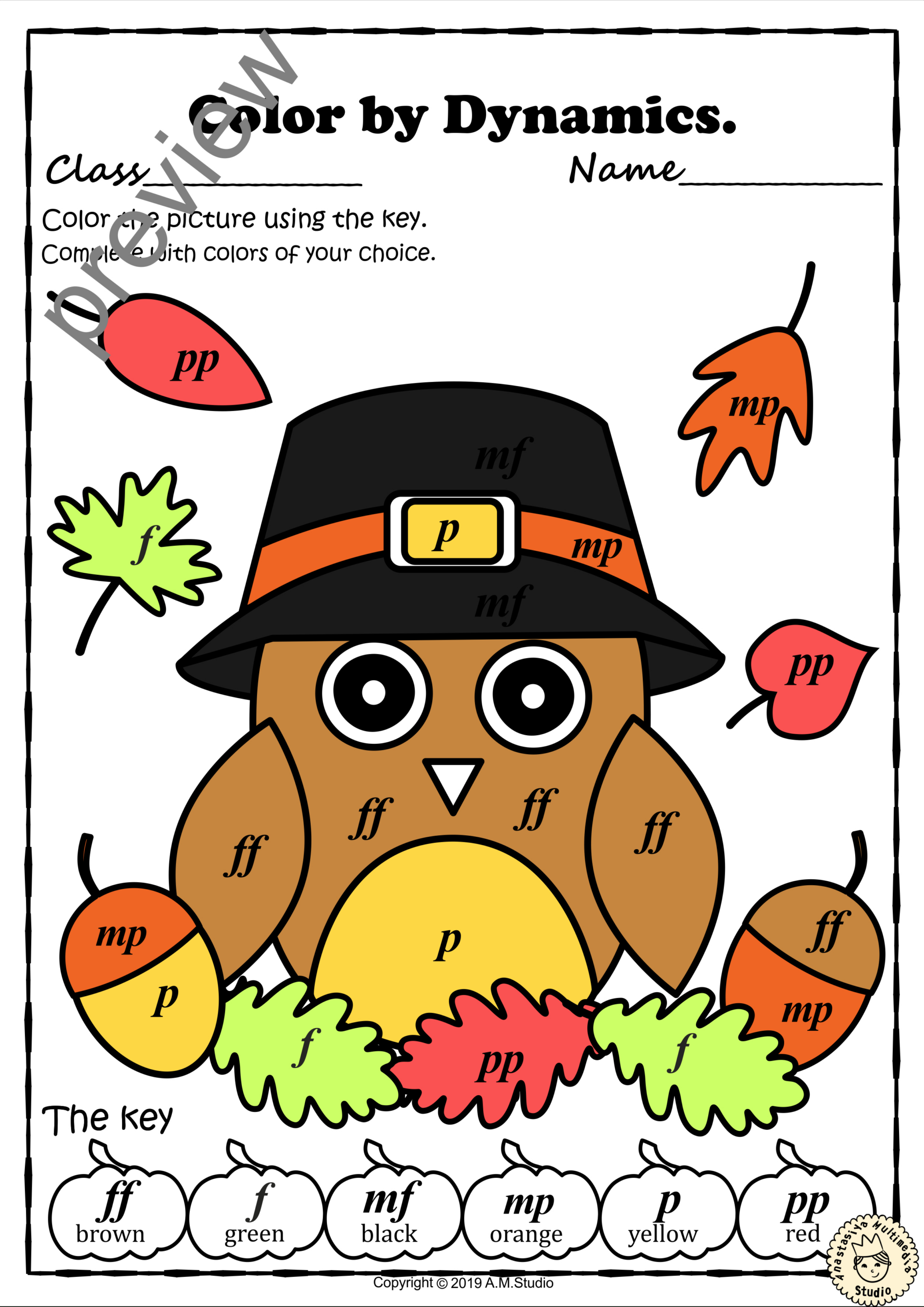 Thanksgiving Colormusic Pages {With Answers} throughout Thanksgiving Music Color Sheet Kids