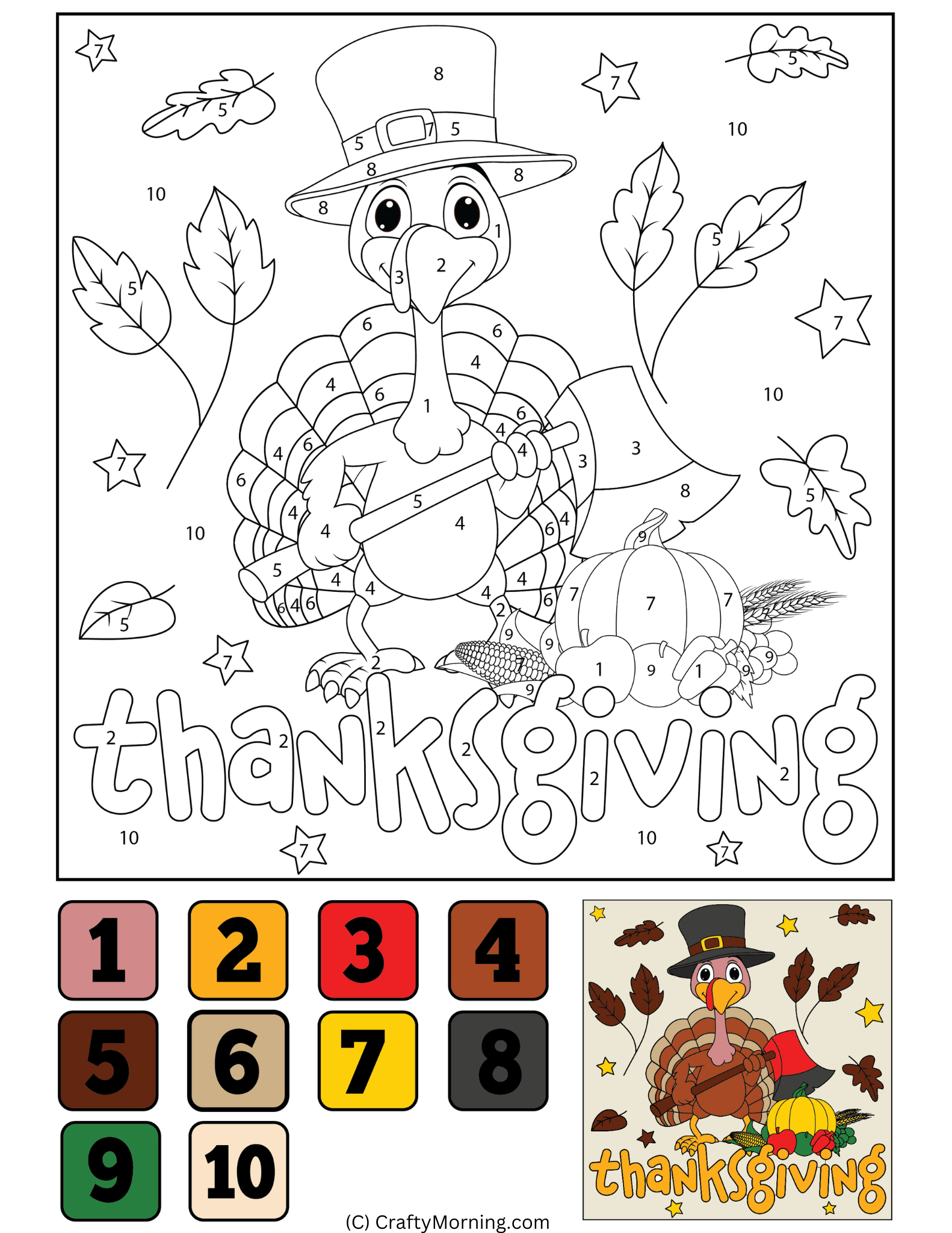 Thanksgiving Colornumber (Free Printables) - Crafty Morning in Free Color By Number Thanksgiving Sheets