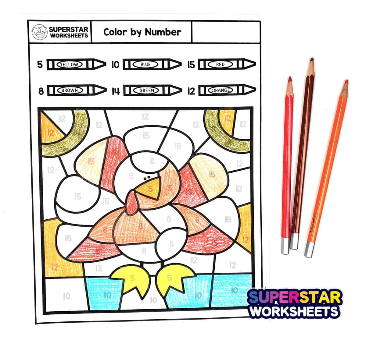 Thanksgiving Colornumber - Superstar Worksheets inside Multiplication Color Sheets Thanksgiving
