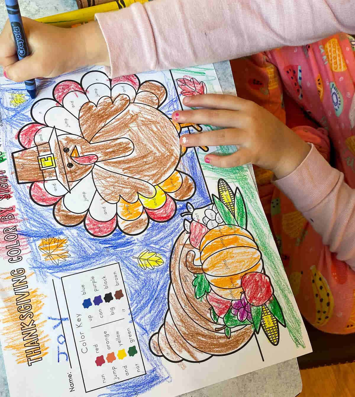 Thanksgiving Colorsight Word Printables - Literacy Learn inside Sightword Preprimer Coloring Sheets Thanksgiving Free