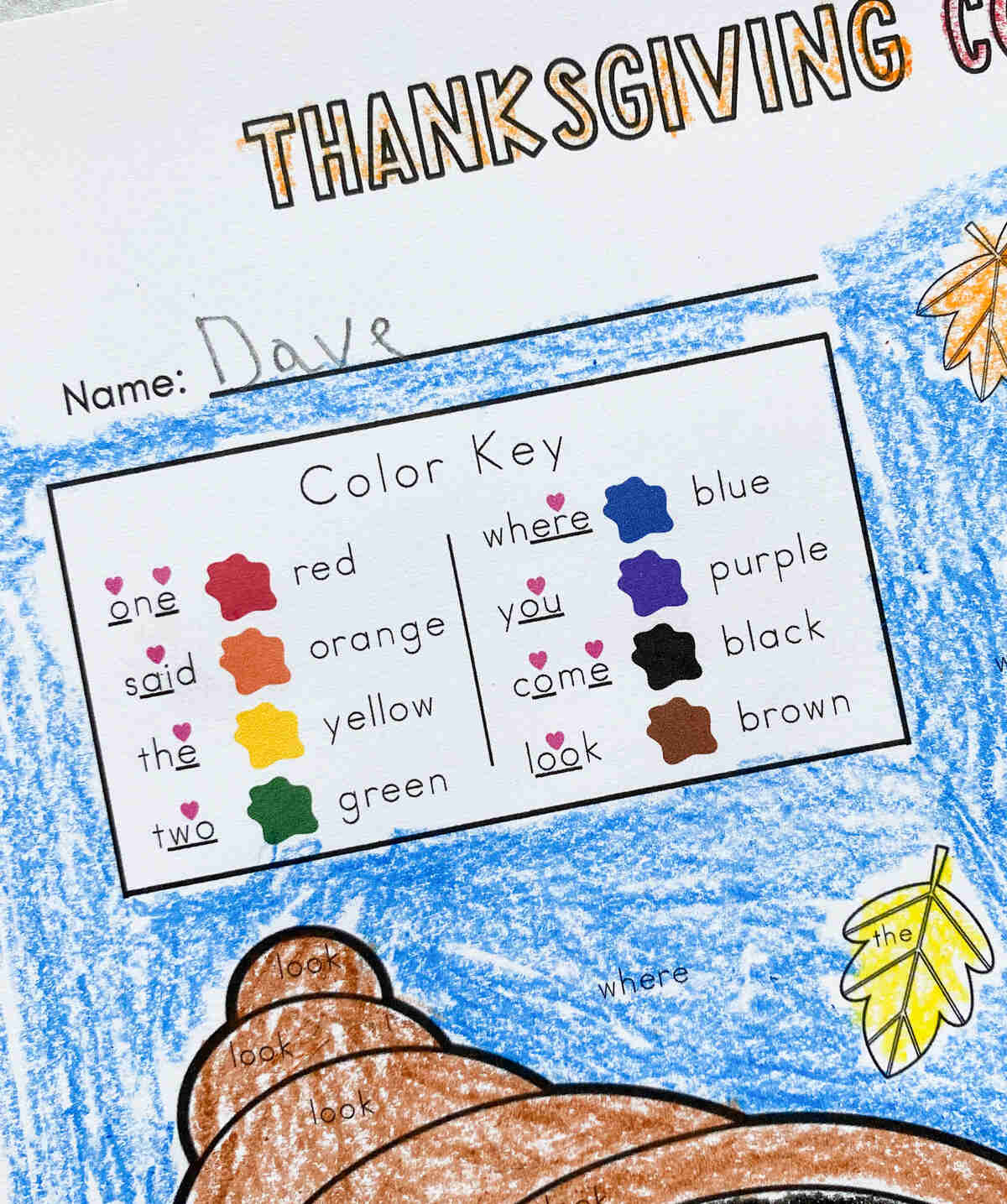 Thanksgiving Colorsight Word Printables - Literacy Learn regarding Sightword Preprimer Coloring Sheets Thanksgiving Free