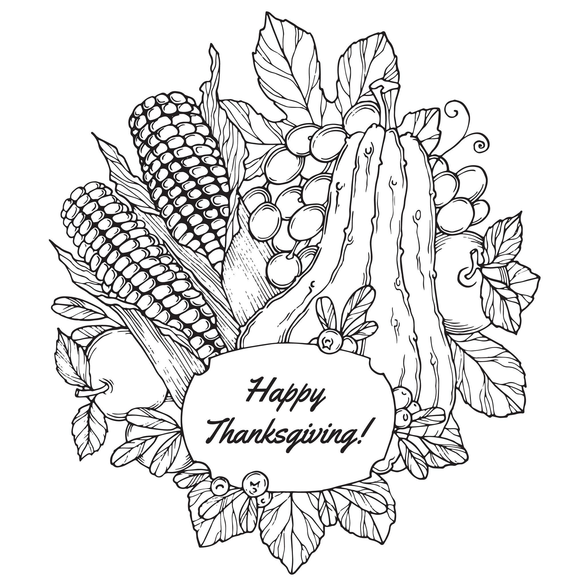 Thanksgiving Corn And Fruitsfrauleinfreya - Thanksgiving with Thanksgiving Coloring Sheet Adult