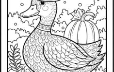 Thanksgiving Duck With Harvest Scene Coloring Page inside Crayola Coloring Sheets Thanksgiving