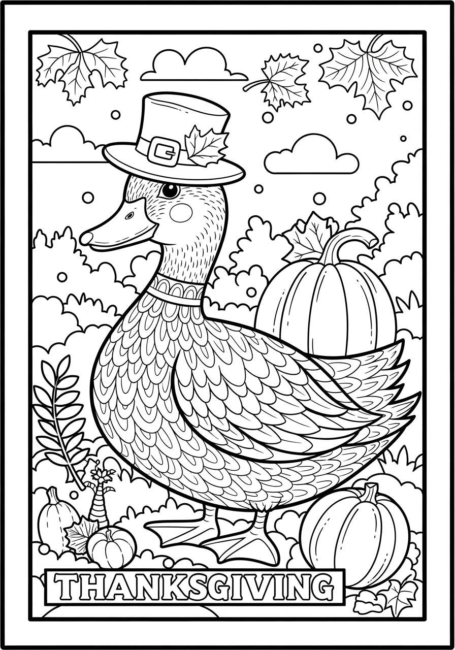 Thanksgiving Duck With Harvest Scene Coloring Page throughout Thanksgiving Coloring Sheets Crayola