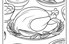 Thanksgiving Feast Coloring Pages (5 Free Printable Pages) - Easy for Thanksgiving Dinner Coloring Sheet