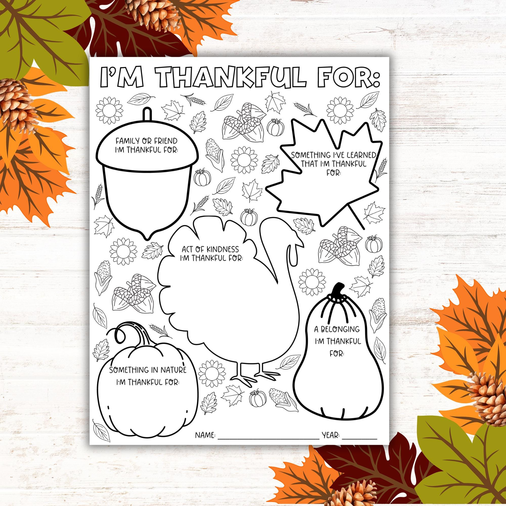 Thanksgiving &amp;quot;I&amp;#039;M Thankful For&amp;quot; Coloring Sheet Printable for Thanksgiving Color Sheet What I&amp;amp;#039;m Thankful For