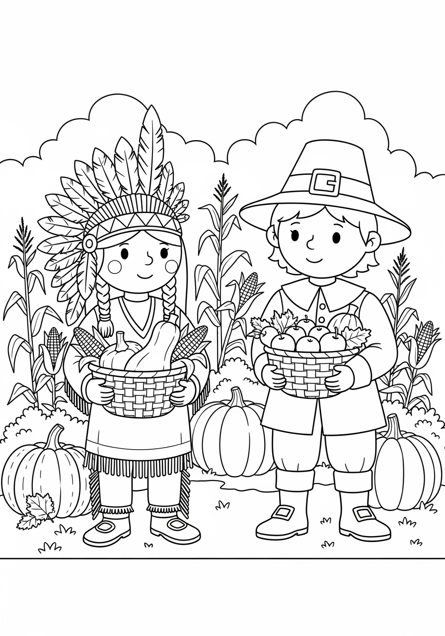 Thanksgiving Indian Coloring Page For Kids throughout Indian Coloring Sheets For Thanksgiving