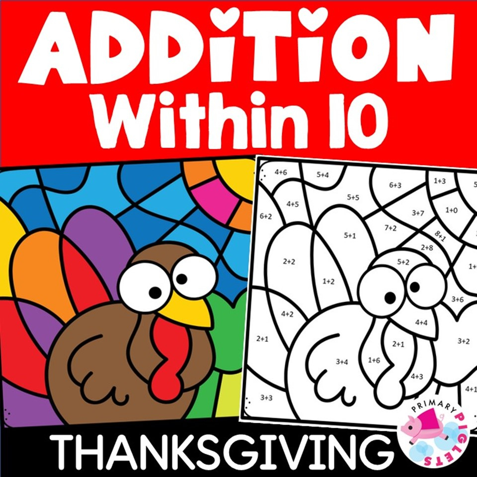 Thanksgiving Math Coloring Pages - Addition To 10 Colornumber inside Thanksgiving Math Coloring Sheet