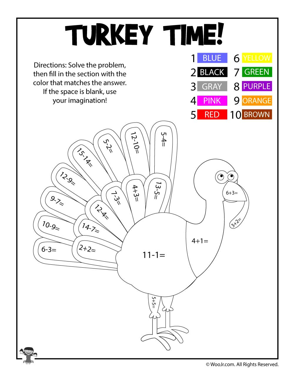 Thanksgiving Math Coloring Worksheets | Woo! Jr. Kids Activities pertaining to Multipcation Thanksgiving Coloring Sheet