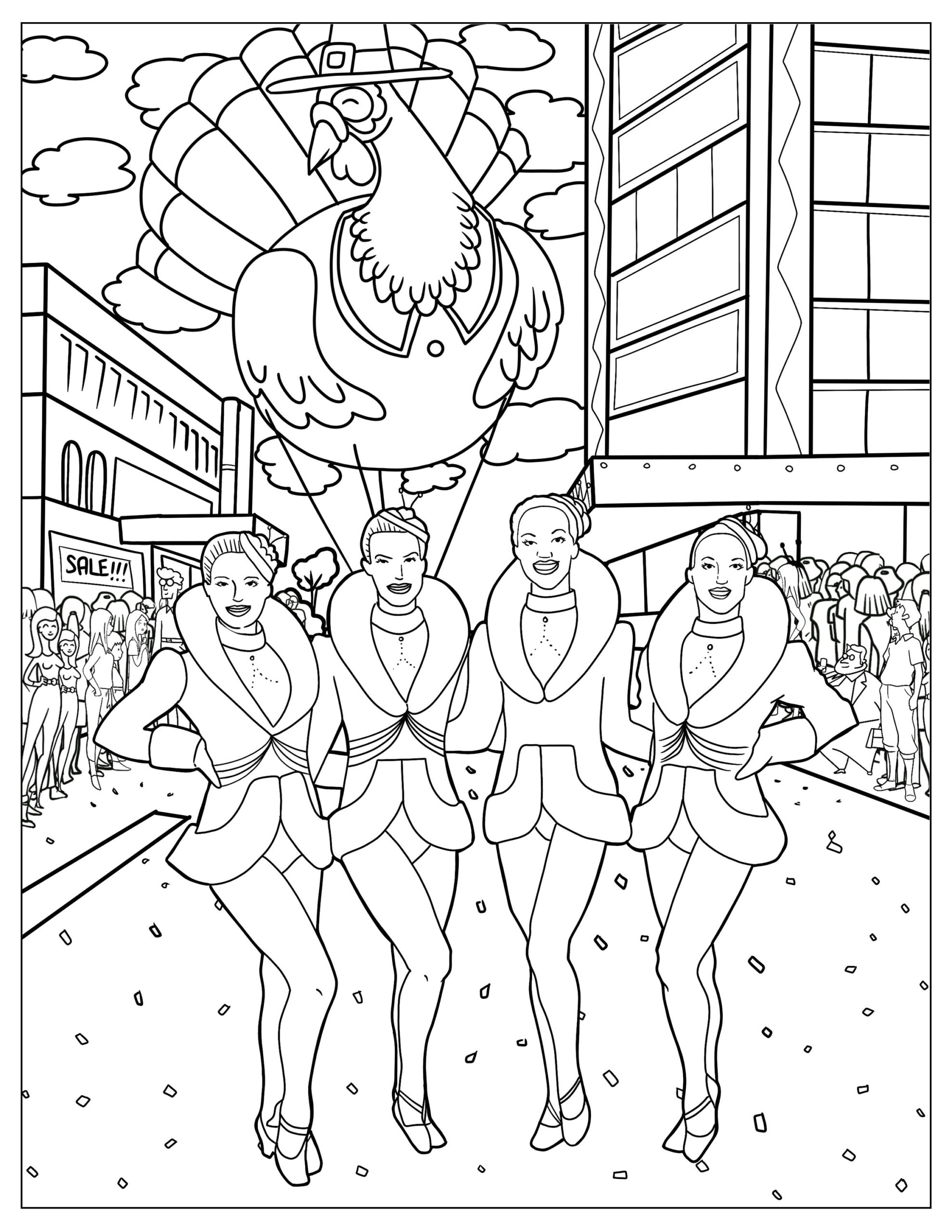 Thanksgiving Parade, Coloring Pages For Adults, 20 Printable inside Thanksgiving Parade Coloring Sheet