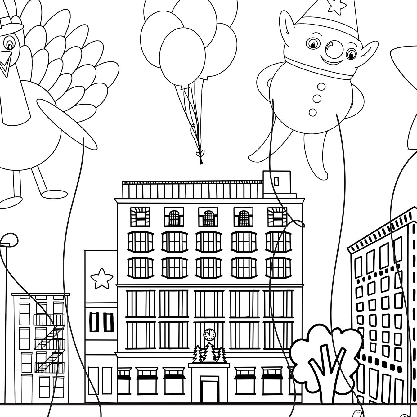 Thanksgiving Parade Placemat Coloring Page - Pineapple Paper Co. with Thanksgiving Parade Coloring Sheet