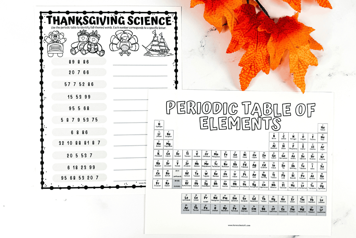 Thanksgiving Science Worksheet (Fun With The Periodic Table) regarding Chemistry Thanksgiving Turkey Coloring Sheet